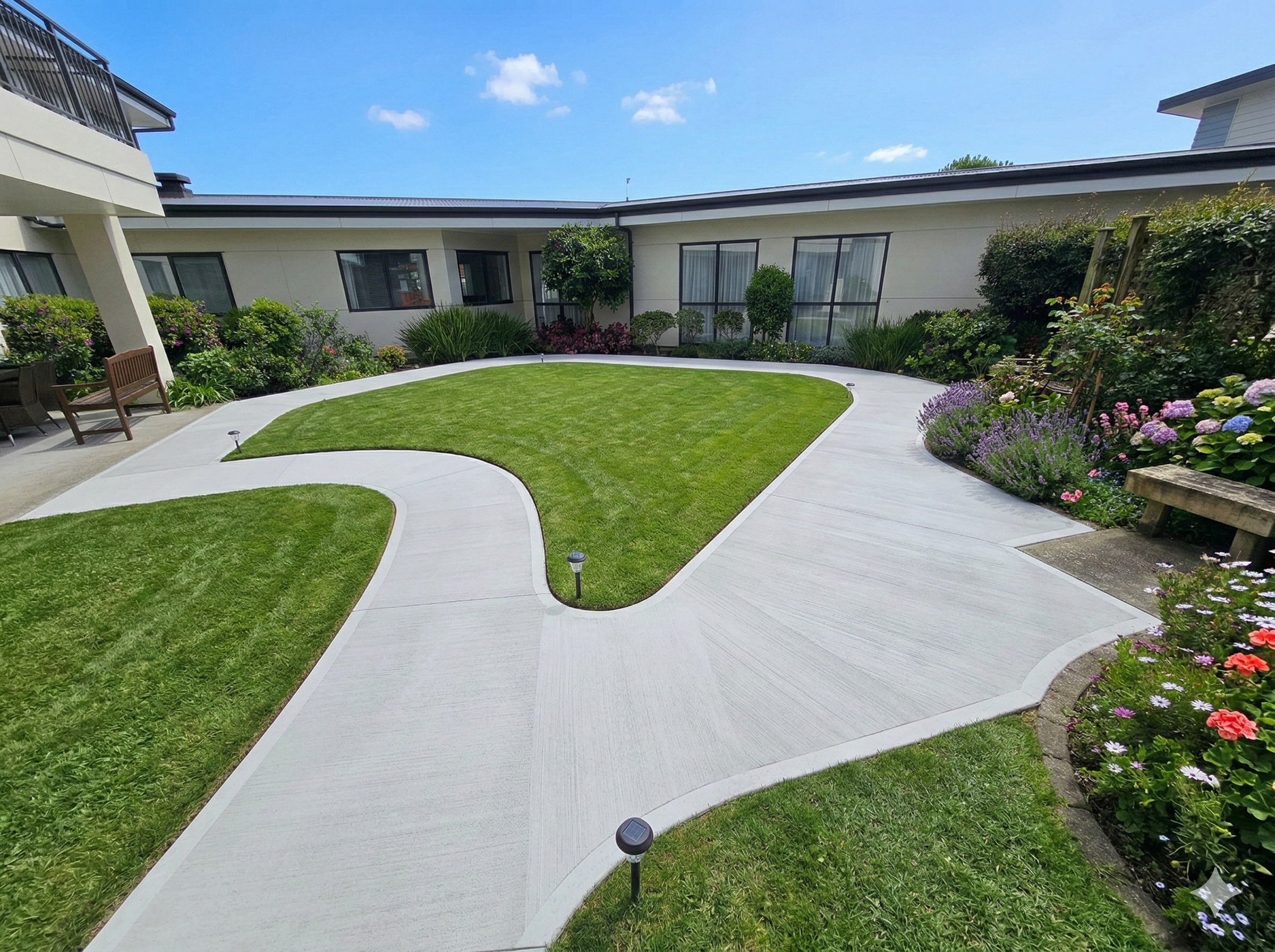 Broom Finish Curved Footpath