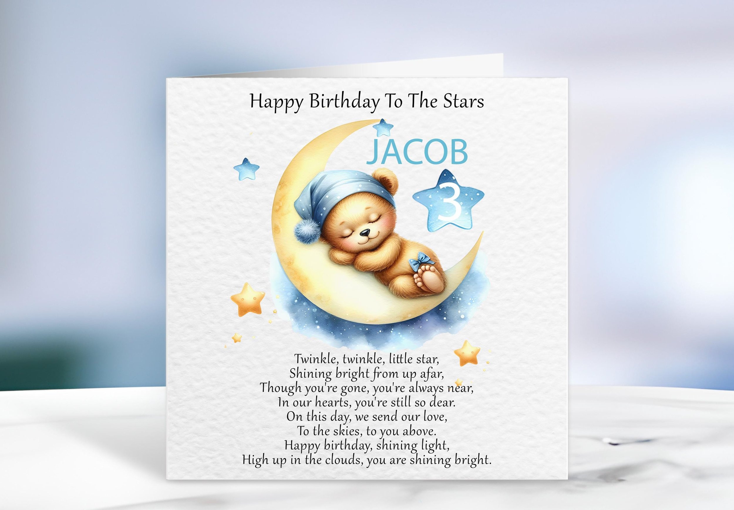 Baby loss memorial birthday keepsake card personalised with name