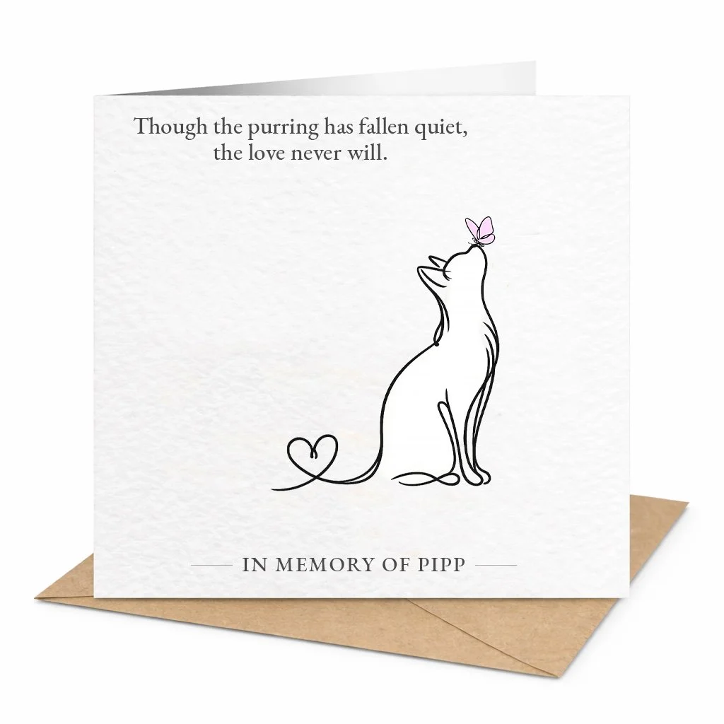 Personalised Cat Memorial Card | Pink or Blue Butterfly | In Memory Of A Beloved Cat