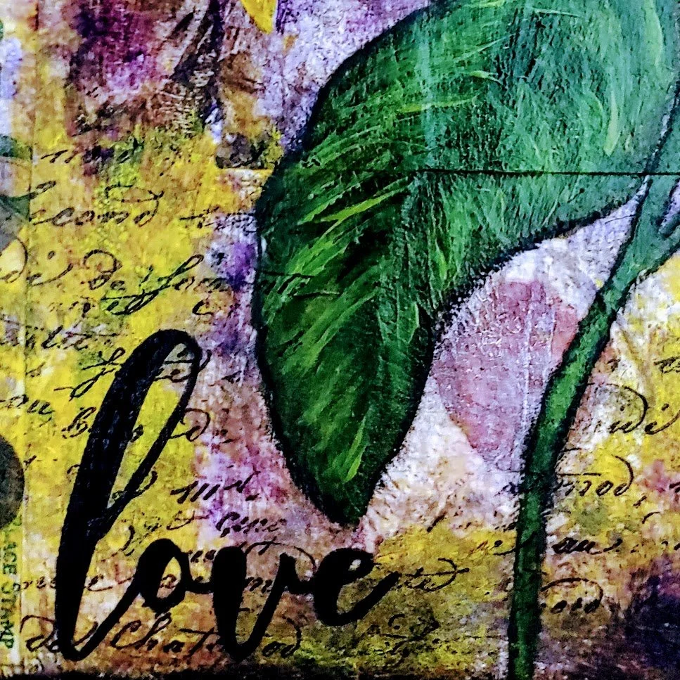 Sweet Sunflower Love - Mixed Media Panel