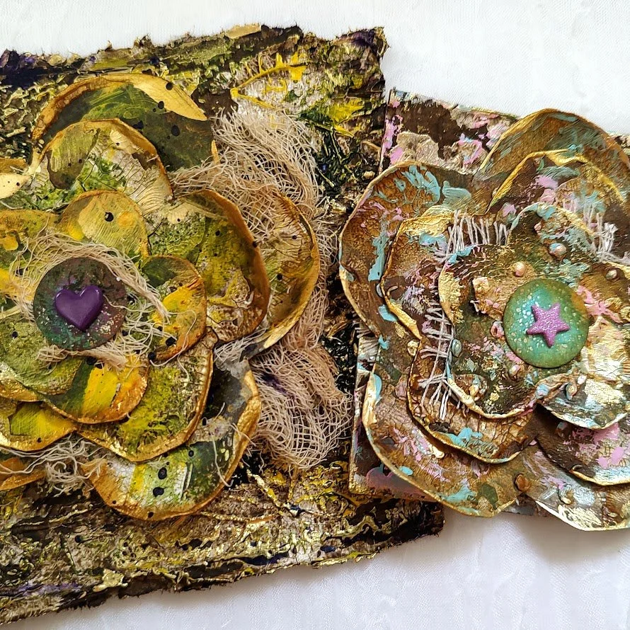 Video - Gelli Printing, Grungy Layered Flowers, and Layered Ephemera - Part 2 of 2