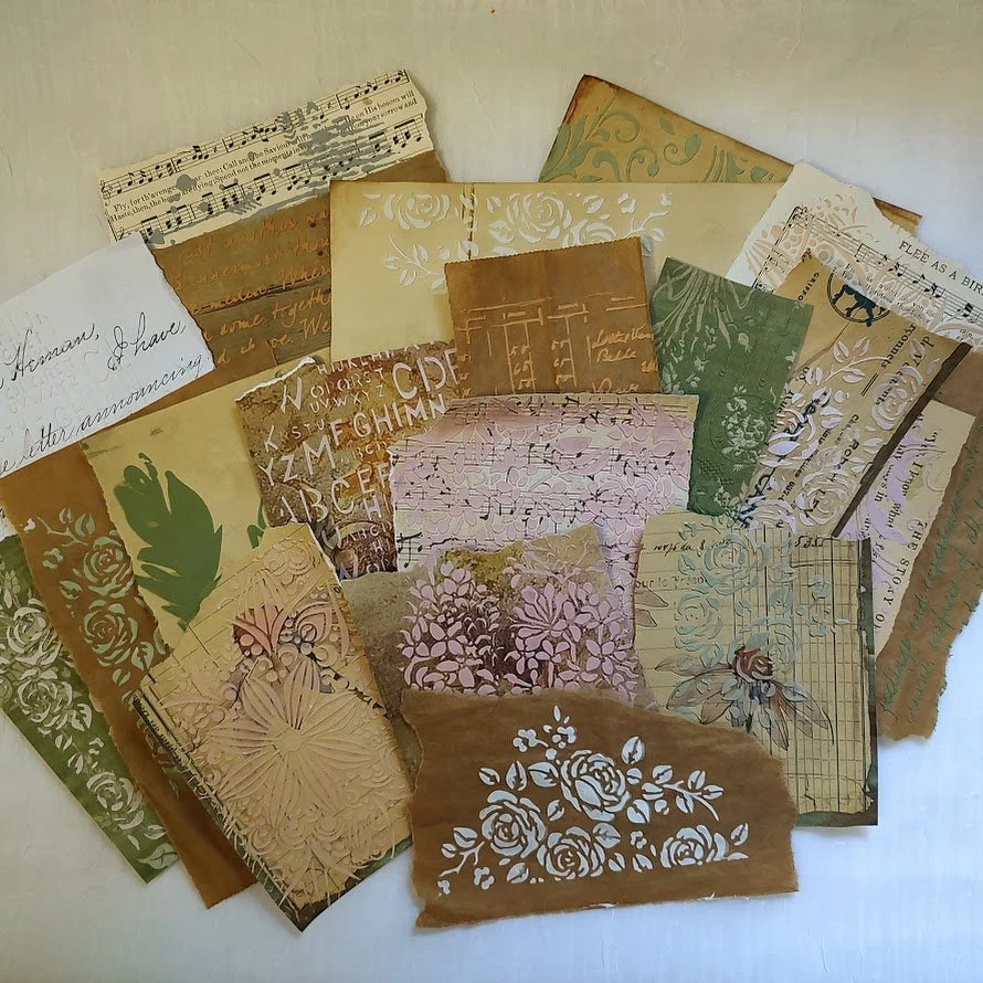 Video - Colorized Texture Paste Stenciling on Scraps