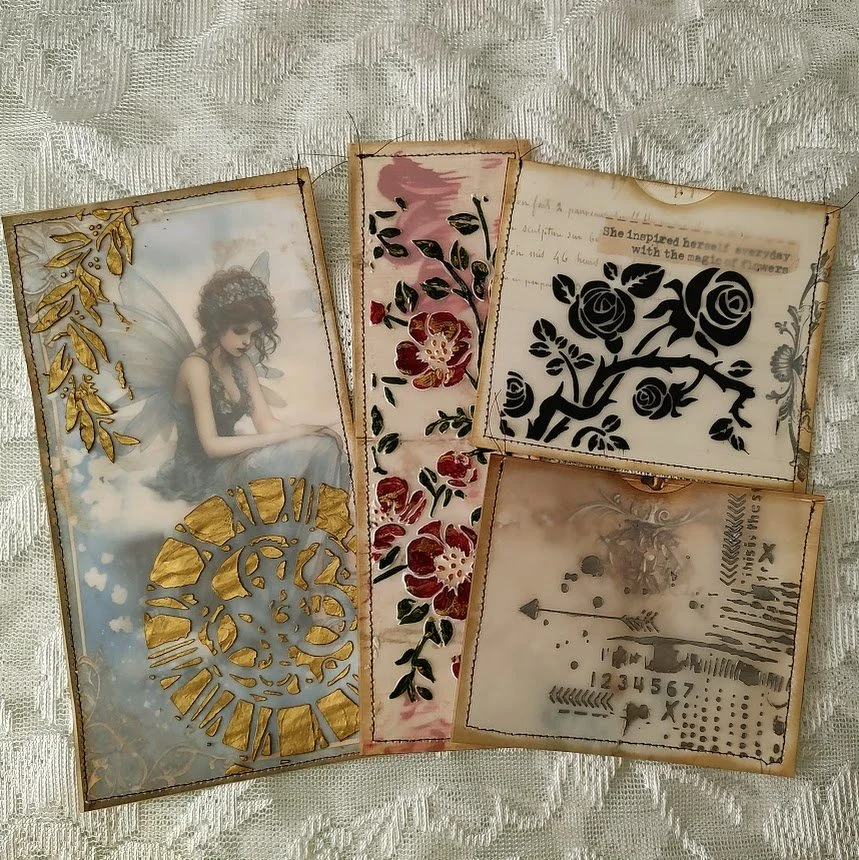 Video - Embossed Vellum Overlay Pockets & Belly Bands - Hand Painting & Texture Paste