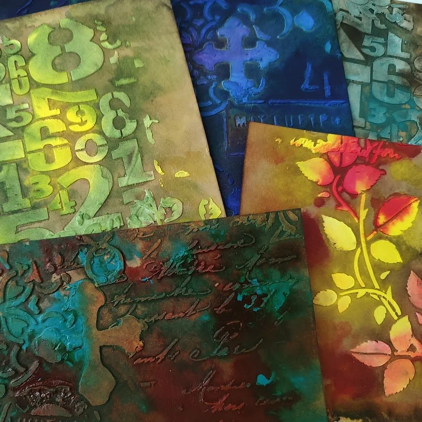 Video - Epically EASY Stencil SPACKLE Coffee Dyed Mixed Media Paper - Part 1 of 2