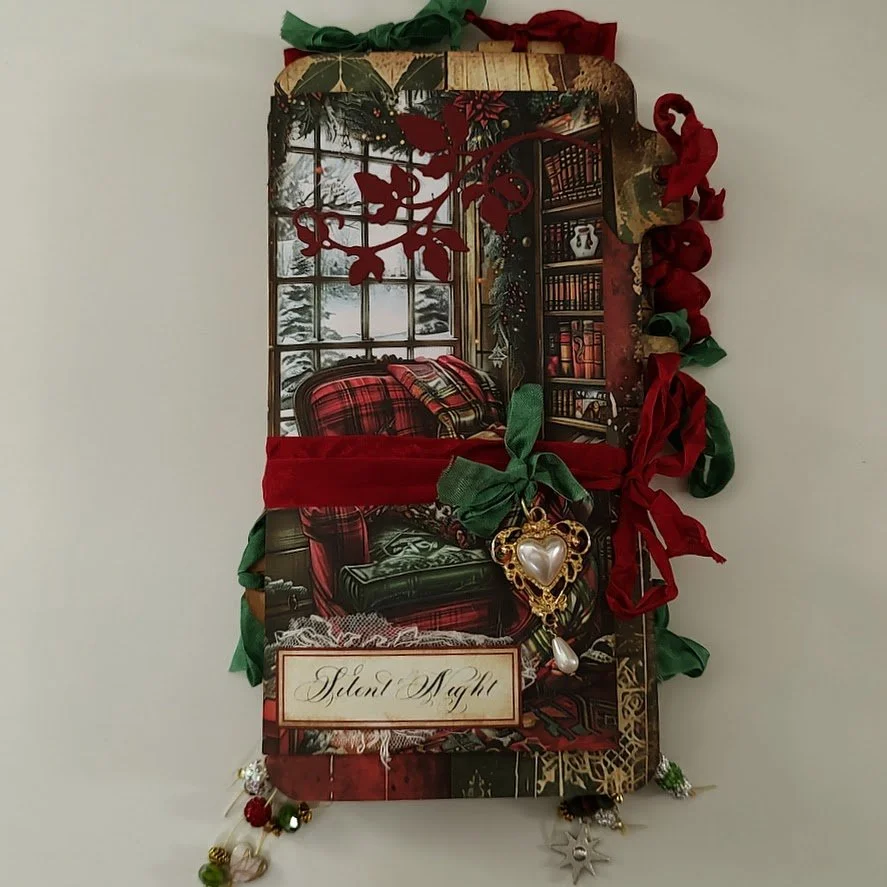 Video - Nostalgic Christmas Flip Flop Journal - Part 5 &amp; Final - Eyelets, Seam Binding, &amp; Beads