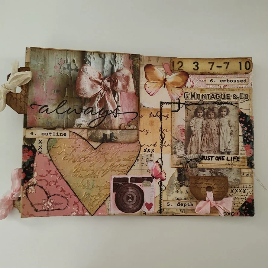 Video - #JunkJournalJanuary2025 - An Unexpected Emotional Spread - Prompts - Outline, Embossed, &amp; Depth