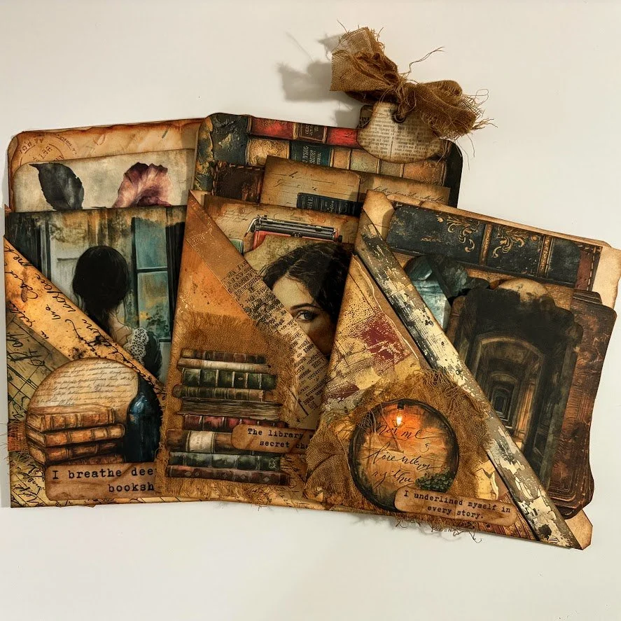 Video - Wrap Around Corner Pockets | Junk Journal Must-Have for Every Crafter! - Grungy Library Lap Book Journal!