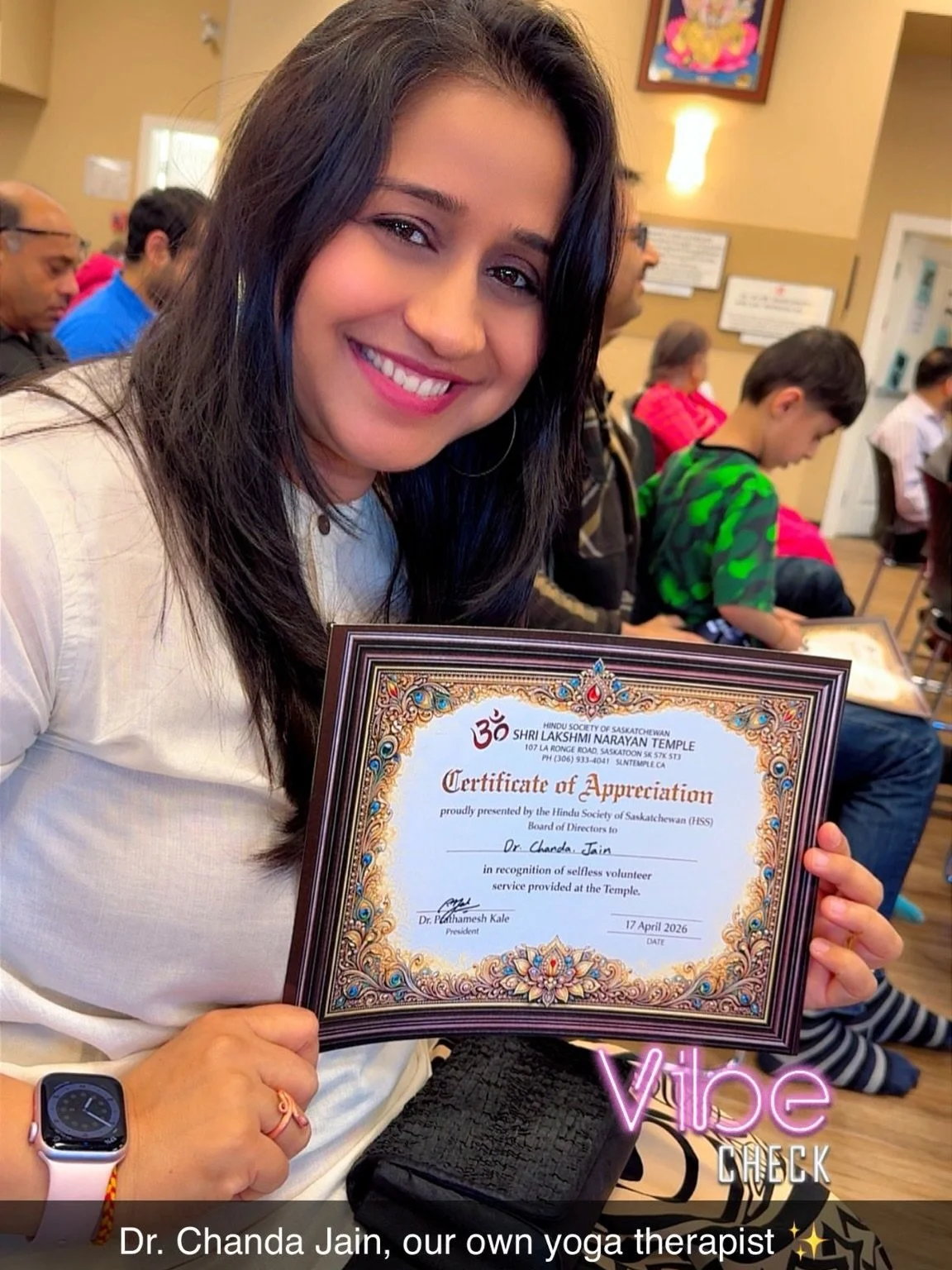 Heartfelt gratitude to LakshmiNarayan Temple for this appreciation 🙏
Yoga, for me, is not just practice &mdash; it&rsquo;s seva.
Believing in Nishkam Karmayog, I find joy in giving without expectations.
This certificate is a reminder that true servi