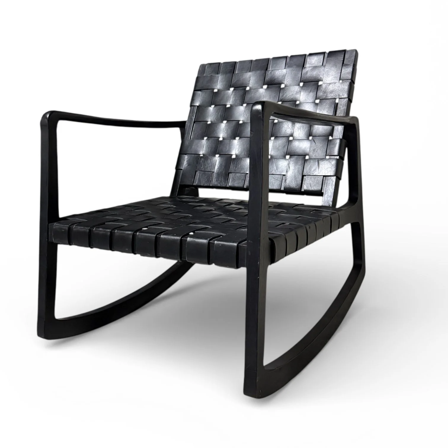 Black Woven Leather Rocking Chair