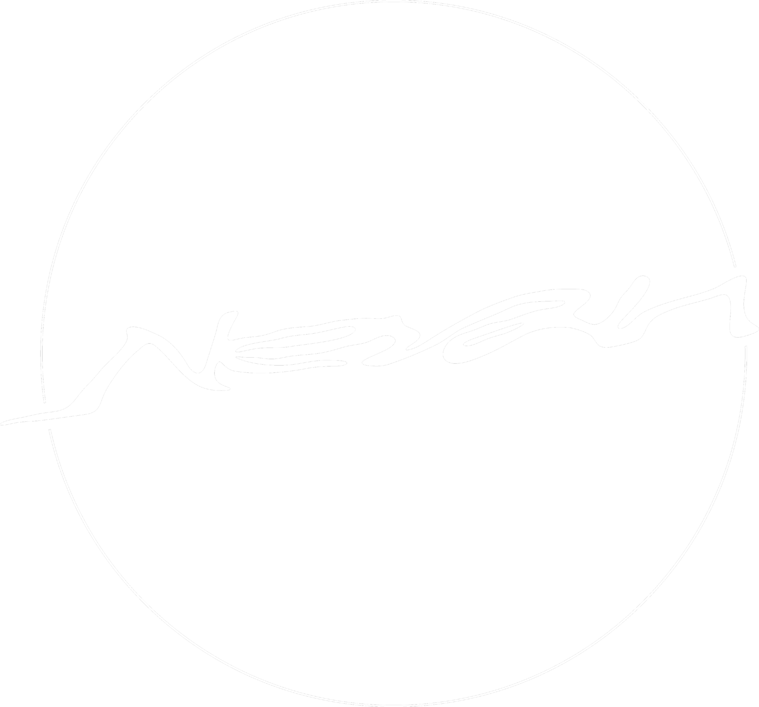 Black background with white stylized neon sign reading 'NERO' in cursive inside a white circle.