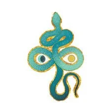 Decorative snake-shaped brooch or ornament with turquoise and gold accents