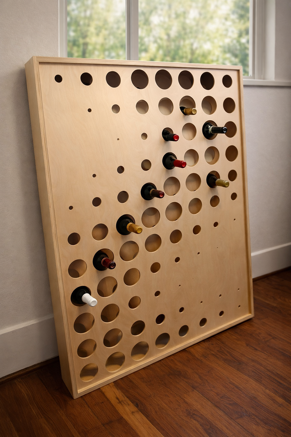 custom bottle rack with parametric design pattern