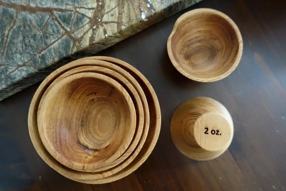 custom hardwood measuring cups