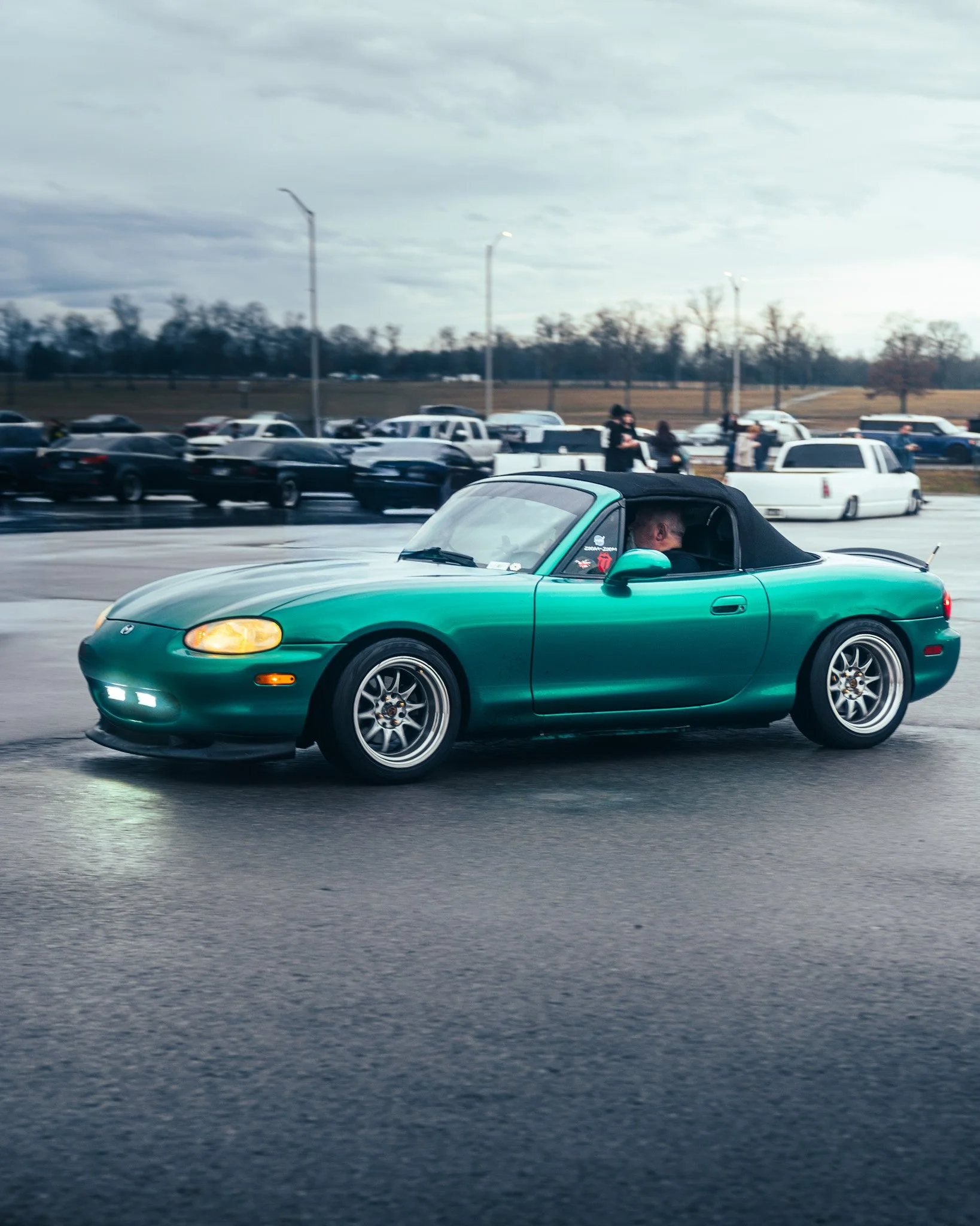 green convertable mazda miata at nashville cars and coffee