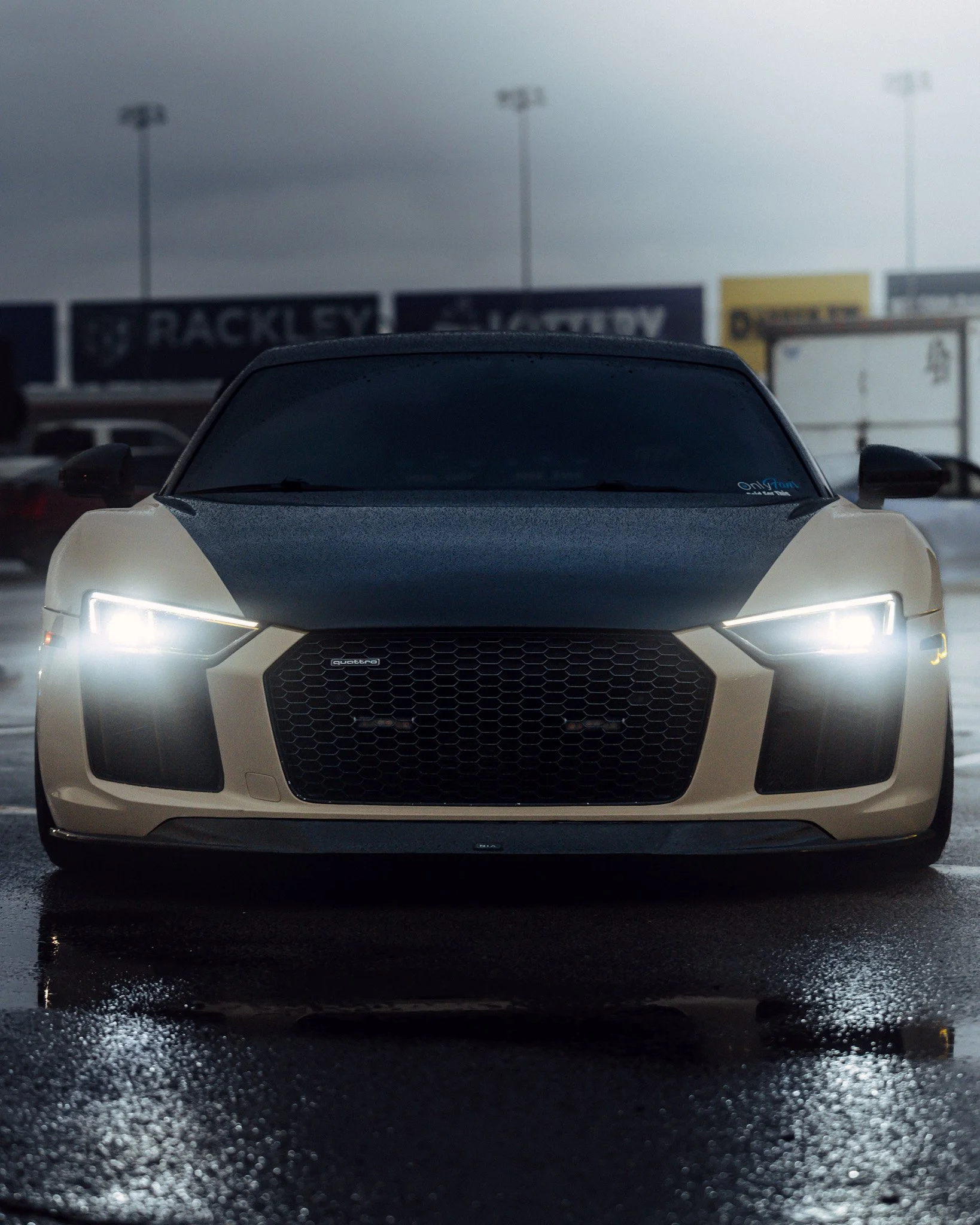 Youtuber Kellermoore's Audi R8 with Takeover patrol livery at Stoopicold at the Nashville Super Speedway