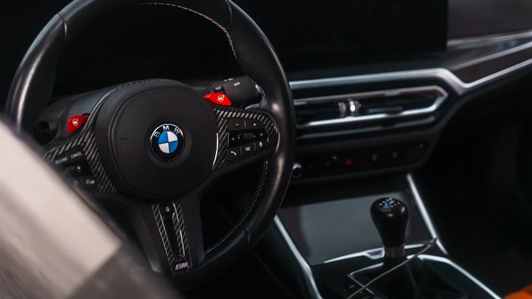 BMW M4 interior shot of steering wheel
