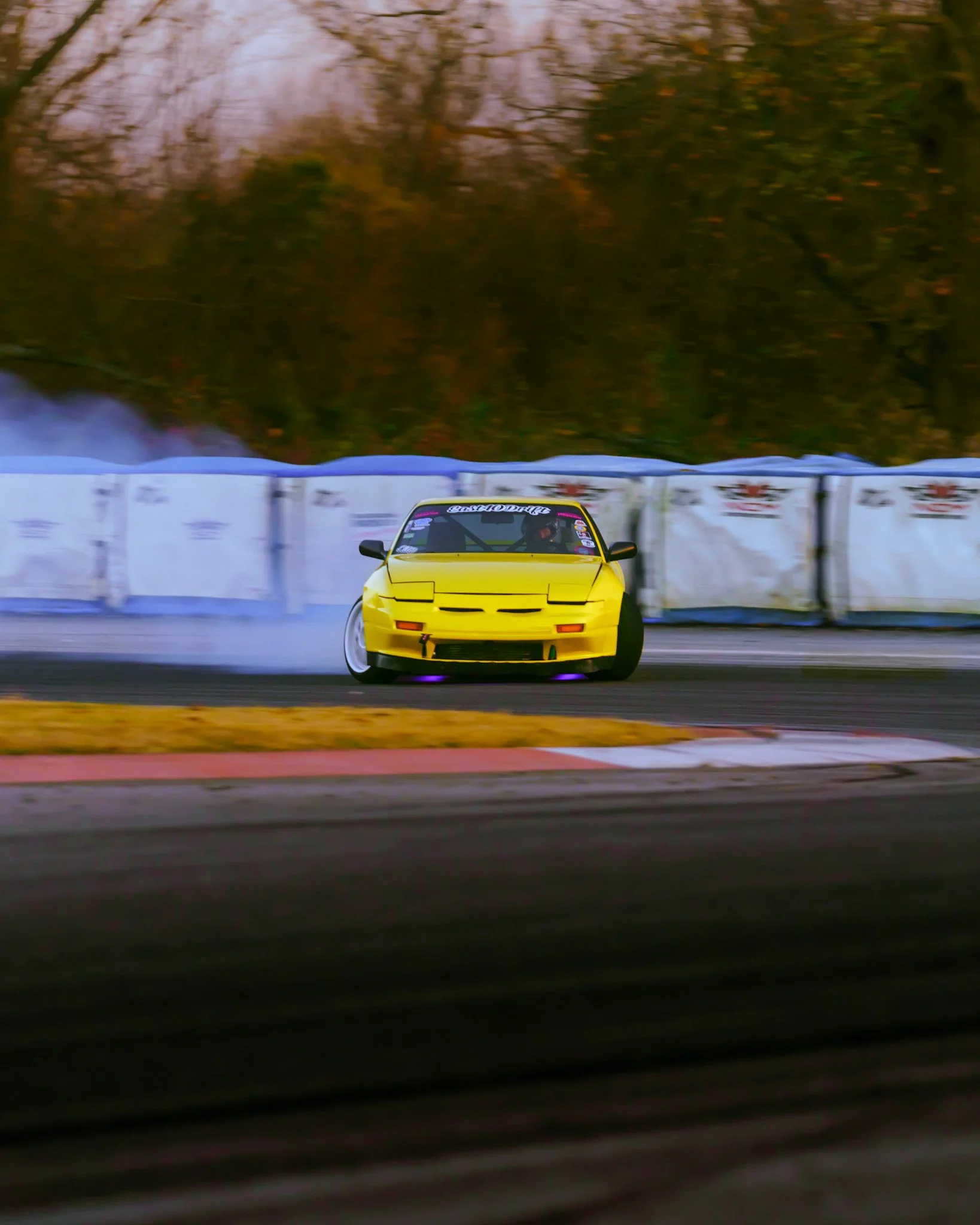yellow s13 drifting at NCM motorsports park Import alliance