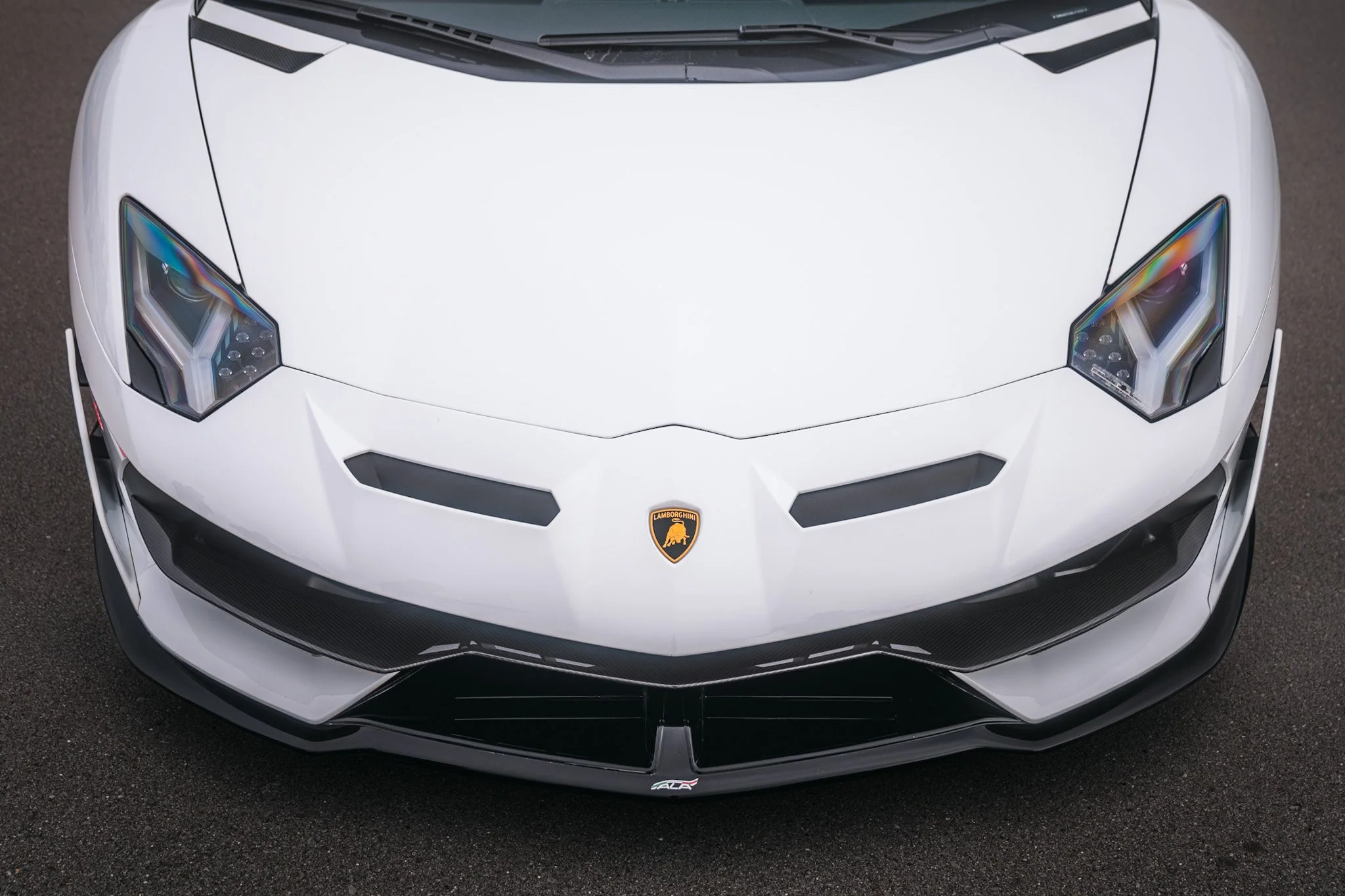 white Lamborghini SVJ different angle