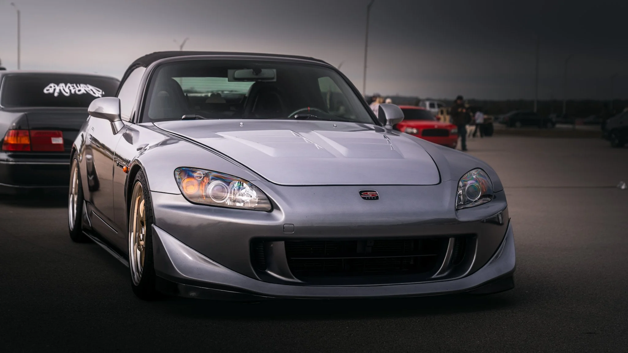 front/passenger shot of a Honda s2000 at Nashville Cars & Coffee