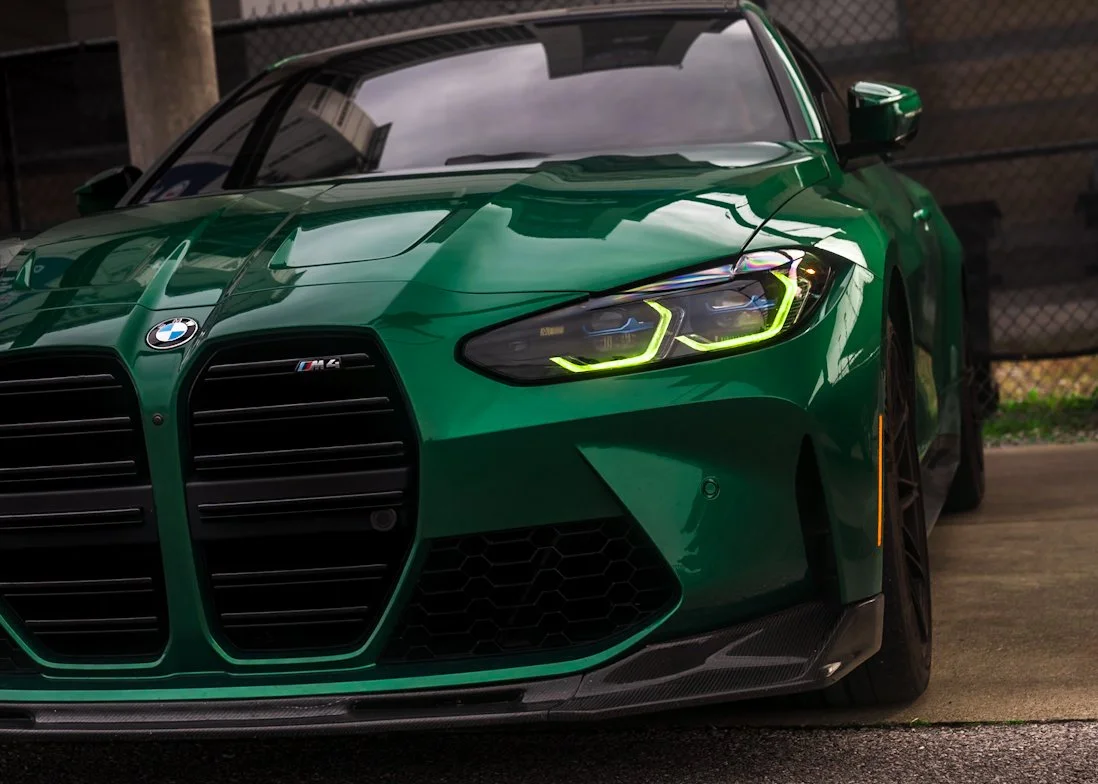 Isle of Man Green Metallic BMW M4 front angled shot