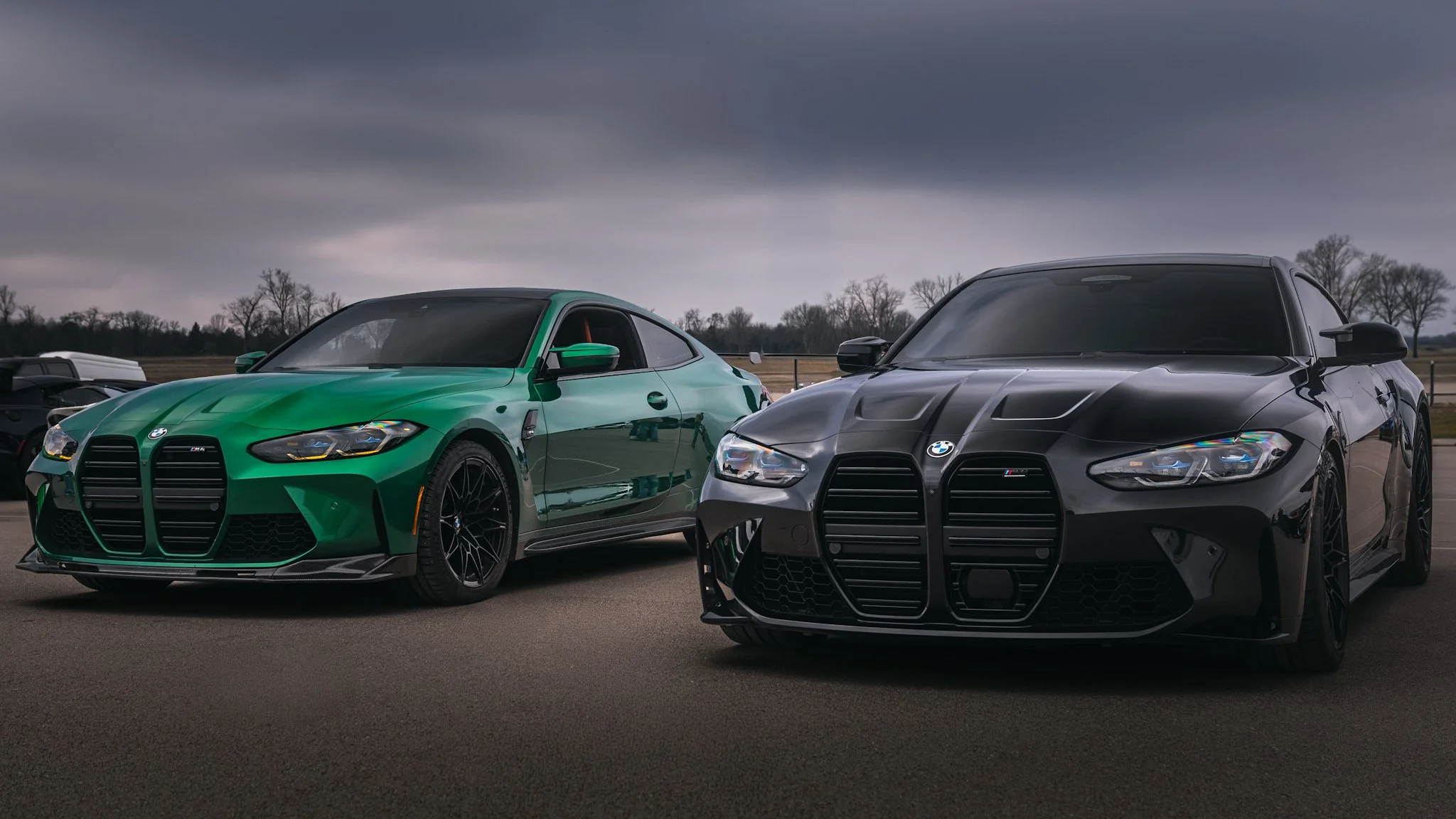 black and green m4s at nashville cars and coffee