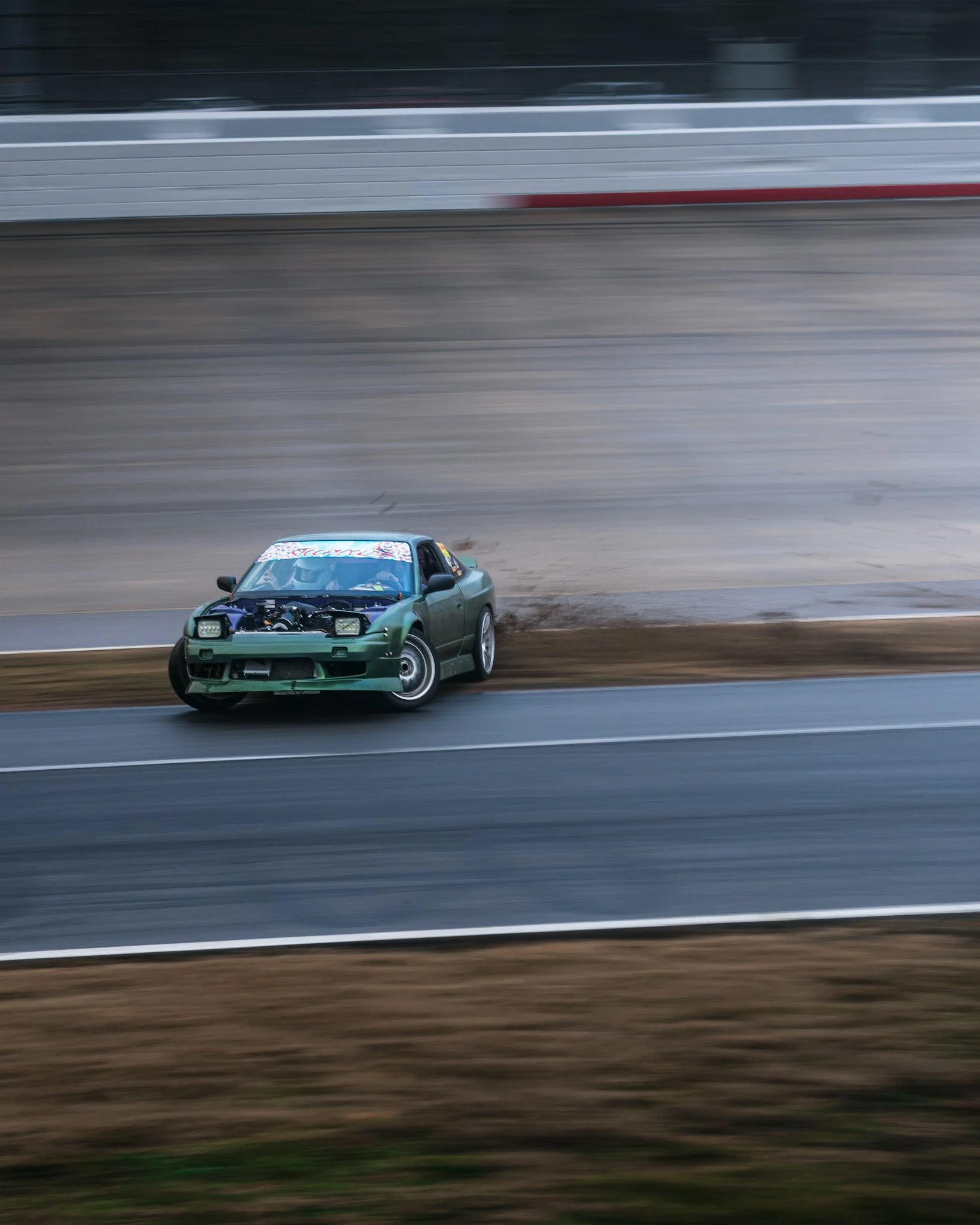 green 240sx s13 drifting at stoopicold