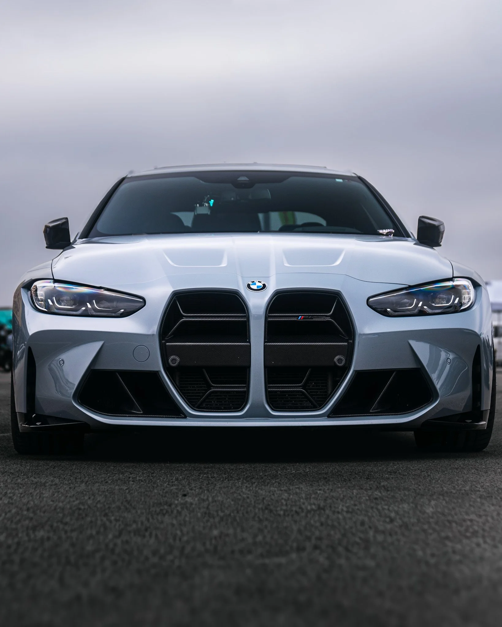 Front shot of grey BMW M4 competition
