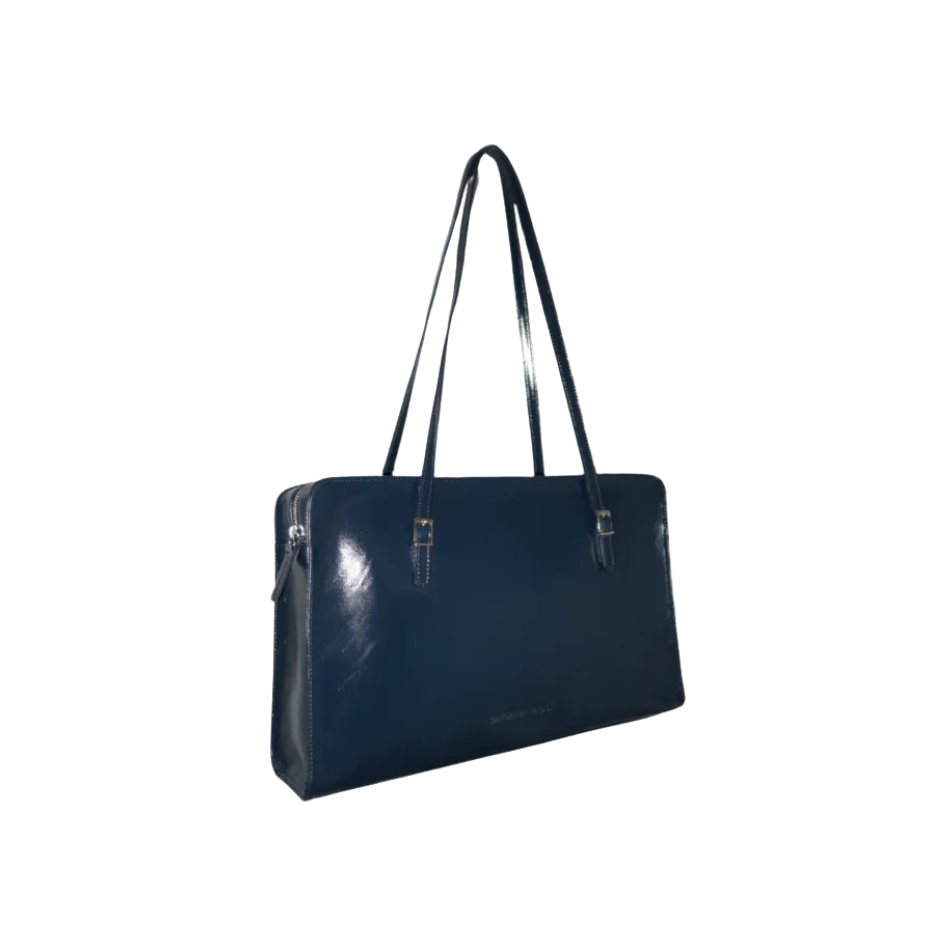 Paloma Wool - Caye Navy Patent Leather Shoulder Bag