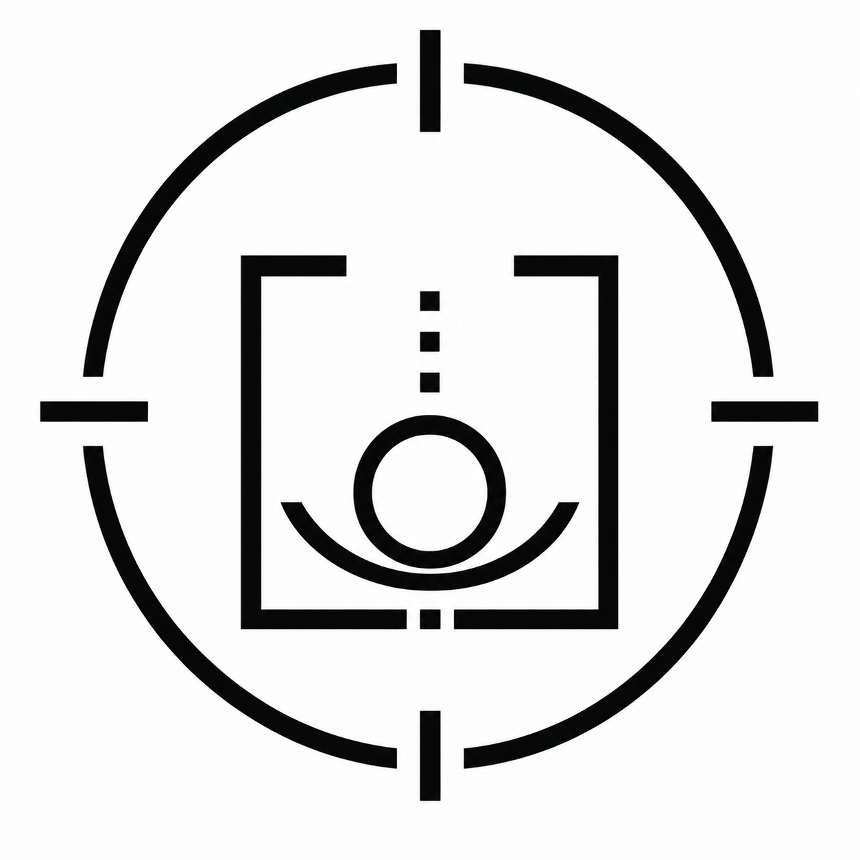 Top-down view of a basketball court with a surrounding circular targeting graphic