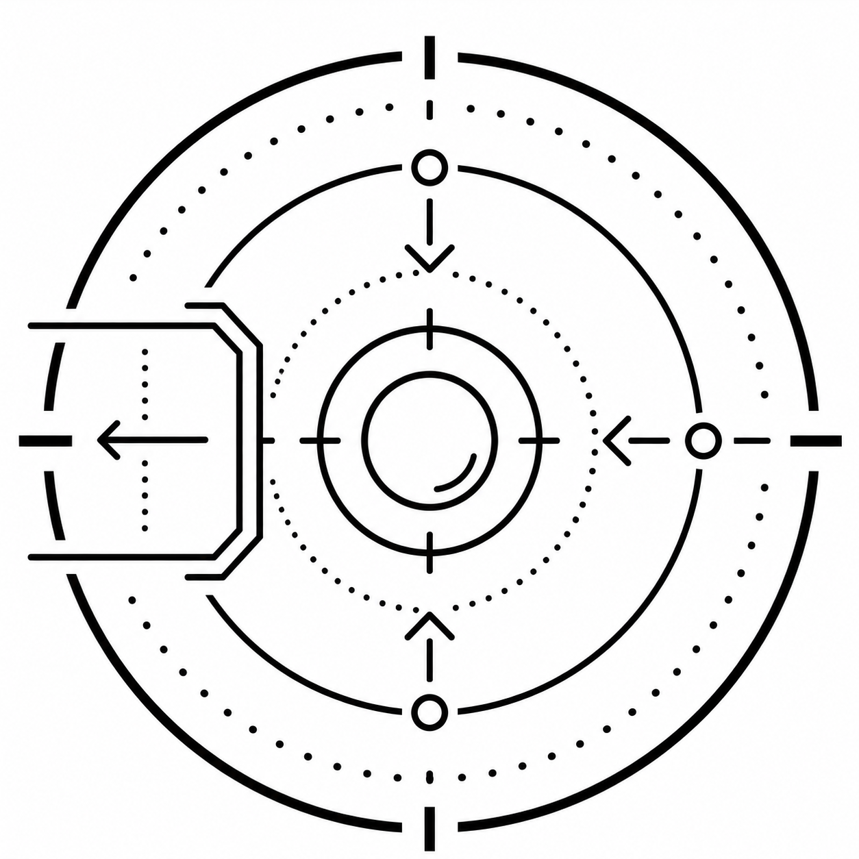 Radar target with concentric circles and directional indicators