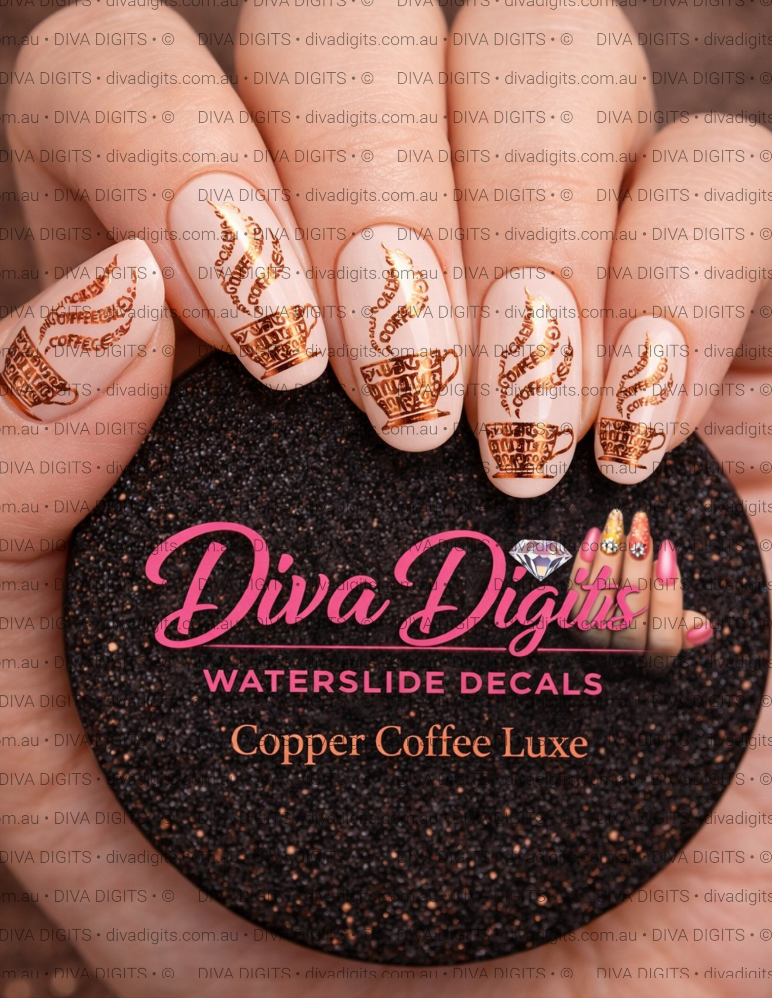 Copper Coffee Luxe – Waterslide Full Nail Decals