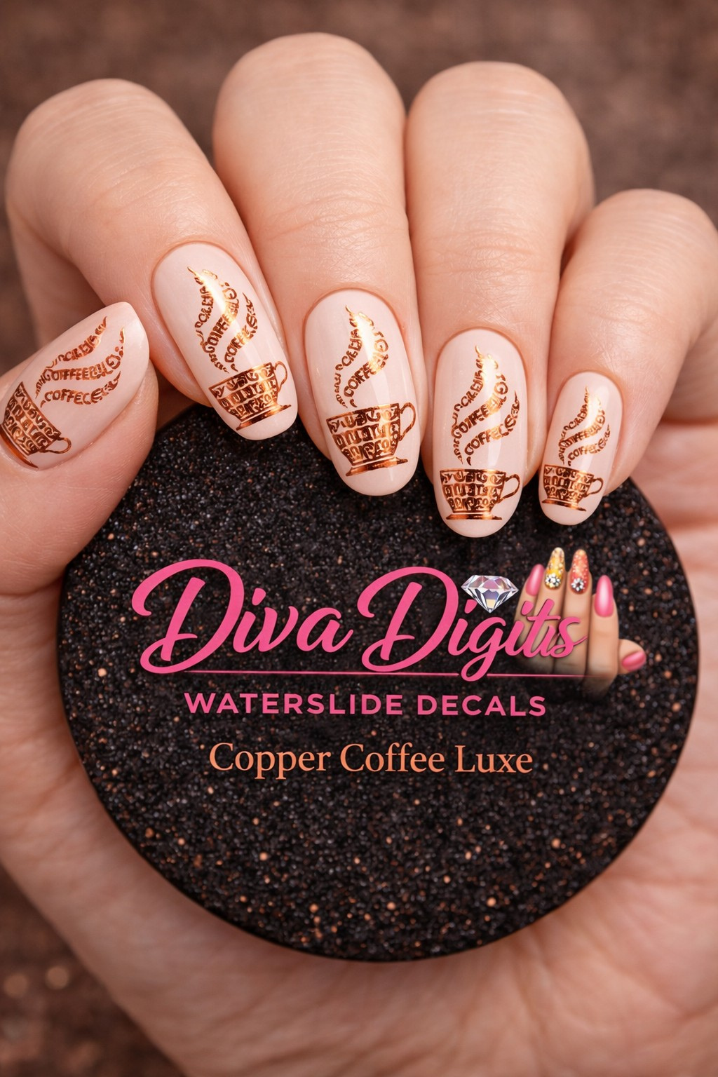 Copper Coffee Luxe – Waterslide Full Nail Decals