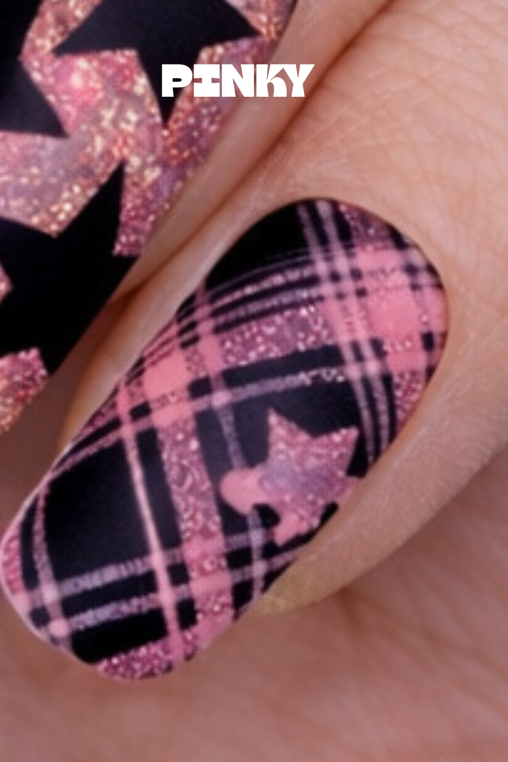 PINK RIOT PLAID STARLET PINKY NAIL DECALS DIVA DIGITS.png