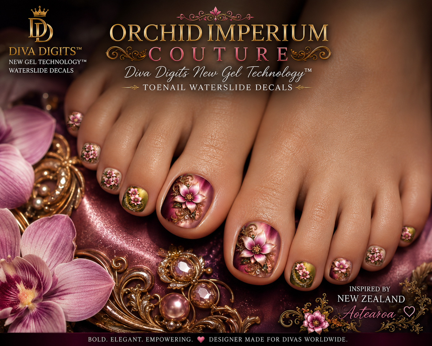 ORCHID IMPERIUM COUTURE™ Diva Digits New Gel Technology™ Toenail Waterslide Decals
