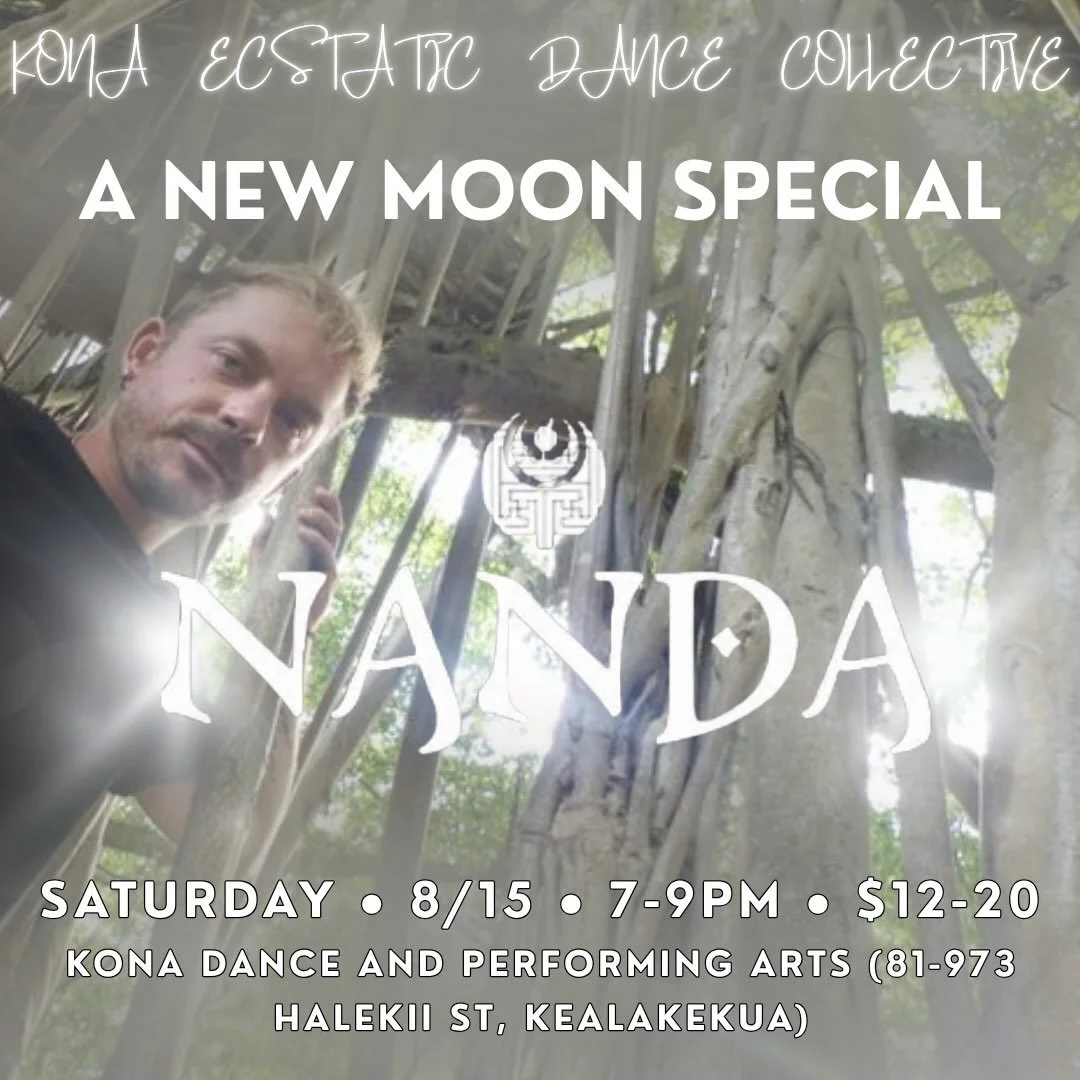 A NEW MOON SPECIAL
🌱
Saturday 8.15 🌒 Kū-Lua moon
7-9pm Ecstatic Dance set by Nanda
📍Kona Dance and Performing Arts
Dance Entry: $12-20
🌱

you are invited to a collective new moon celebration,
of weaving with the freshness of a new lunation
&amp; 