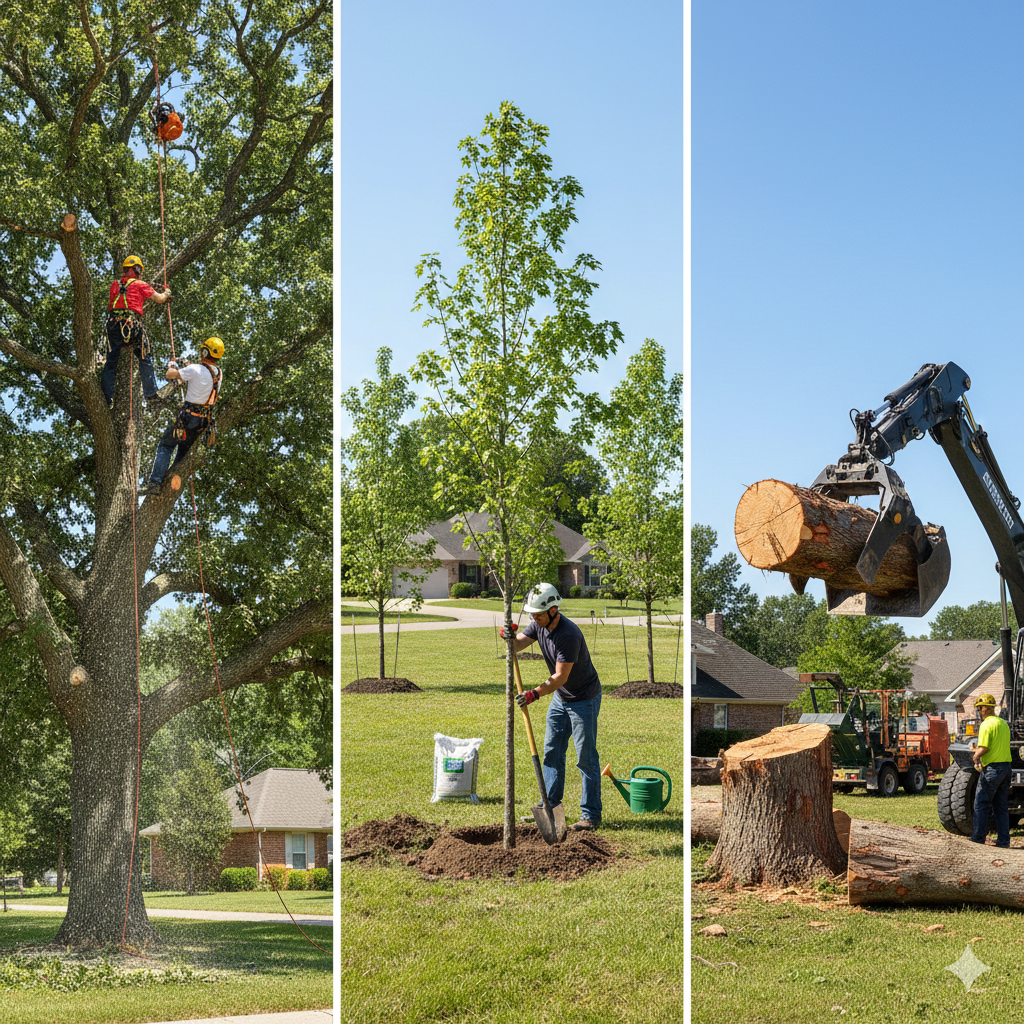 Tree trimming, removal, or planting