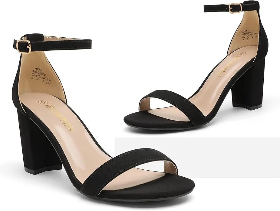 Black Chunk Low Heel Pump Sandals