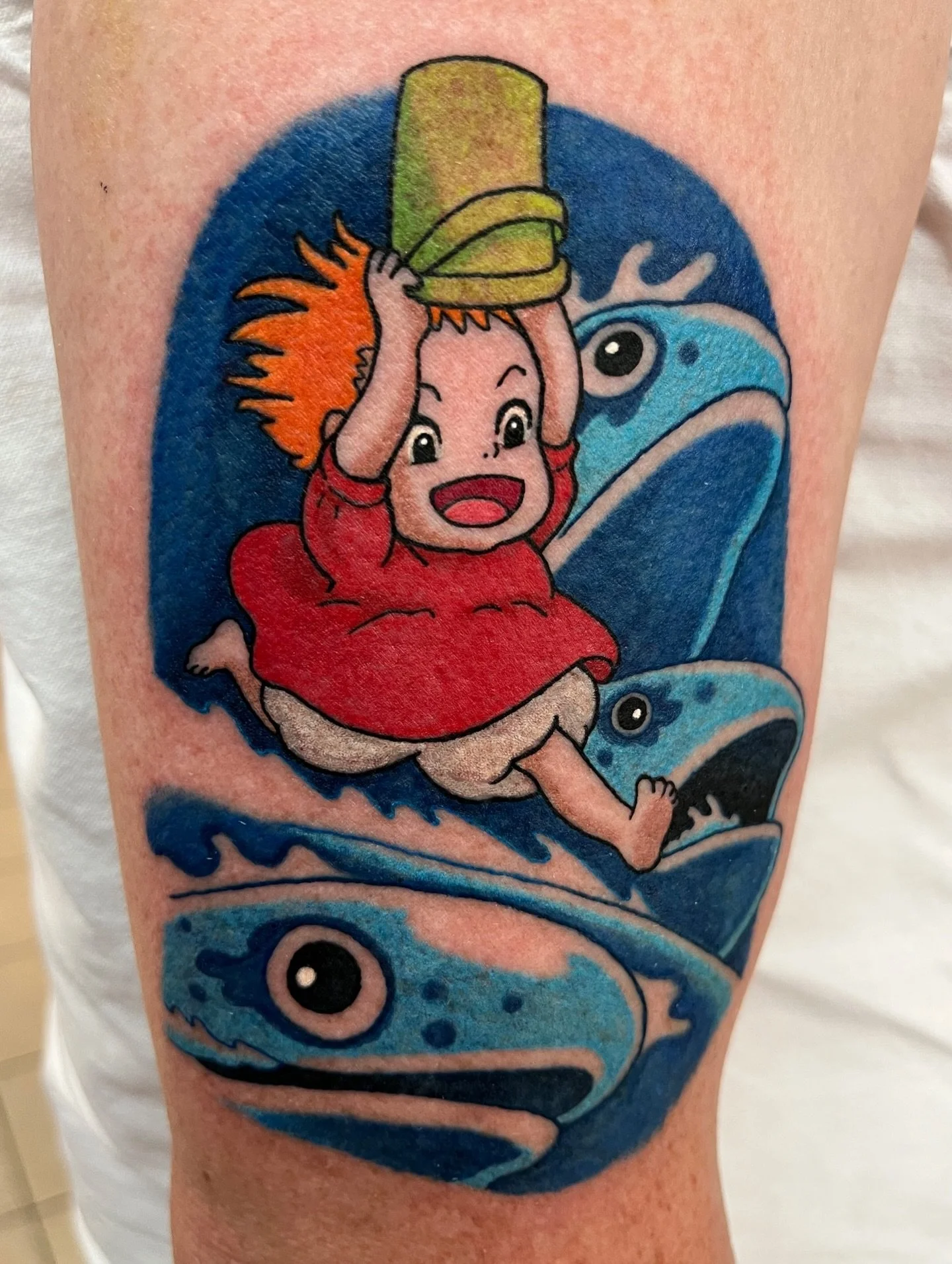 Going through my phone &amp; found this gem I never posted. 
🌊
&bull;
#ghiblitattoo #ponyo #cutetattoos #colortattoo #studioghibli
