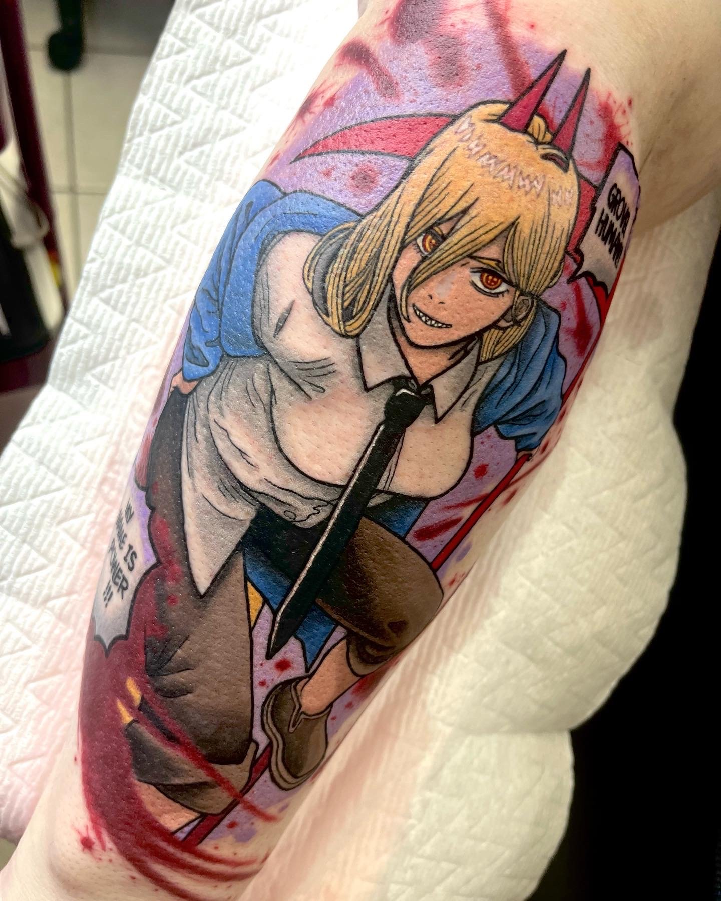 Power Chainsaw Man anime tattoo