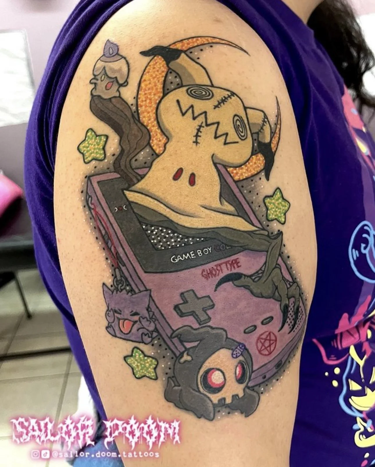 mimikyu, gengar, duskull, litwick cute and creepy kawaii anime pokemon tattoo