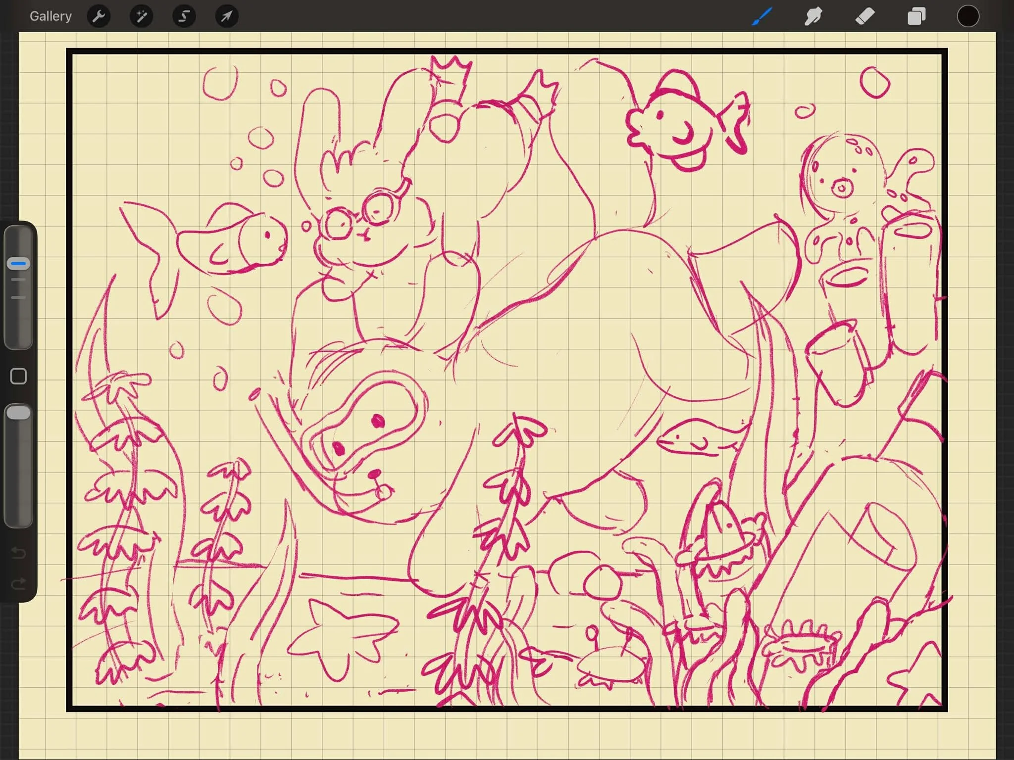 first sketches of Oobie the poodle and Dumpling the bunny for Papinoli colouring books