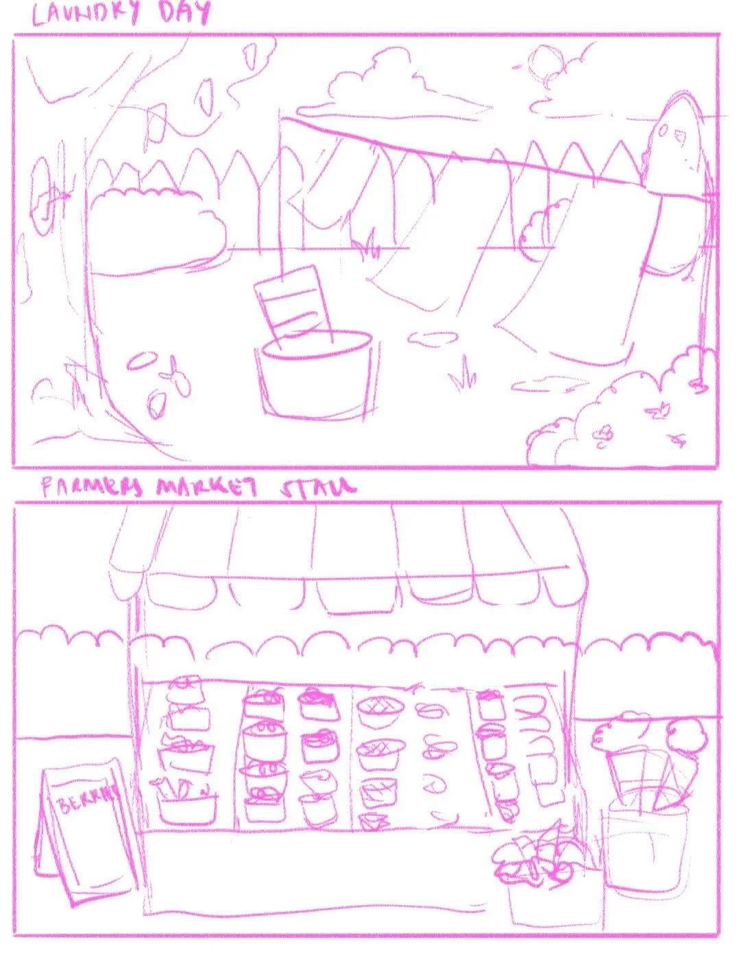 first sketches of Papinoli colouring books