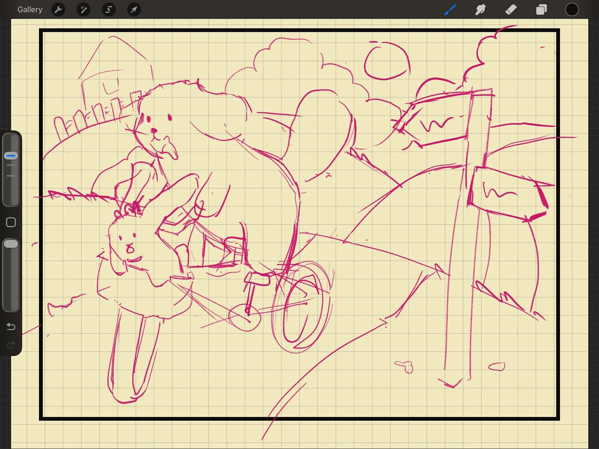 first sketches of Oobie the poodle and Dumpling the bunny for Papinoli colouring books