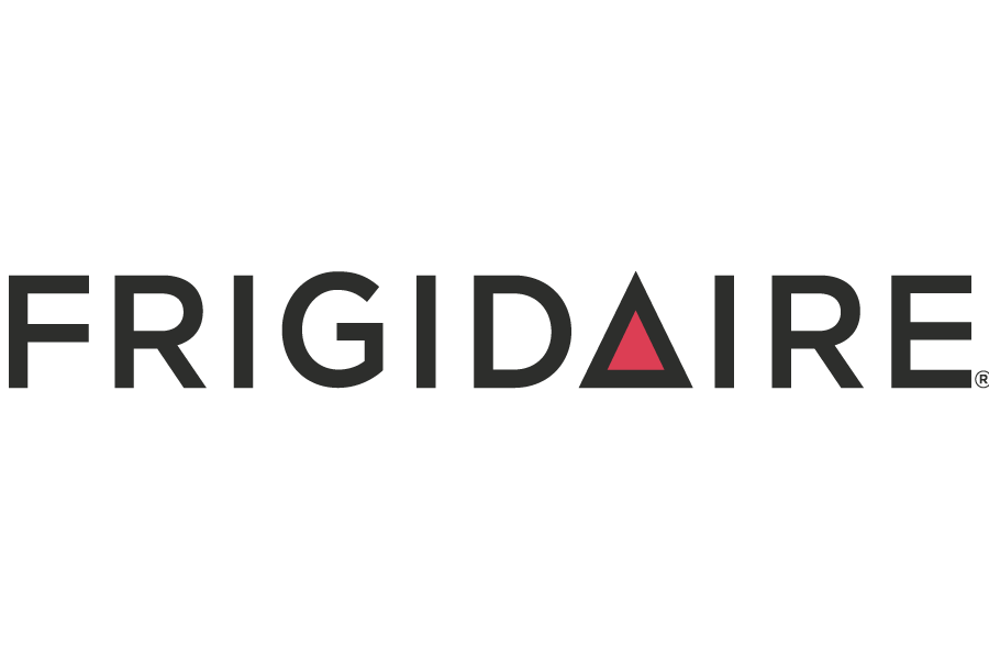 Frigidaire logo with a black background, featuring a stylized red triangle in the letter 'A'.