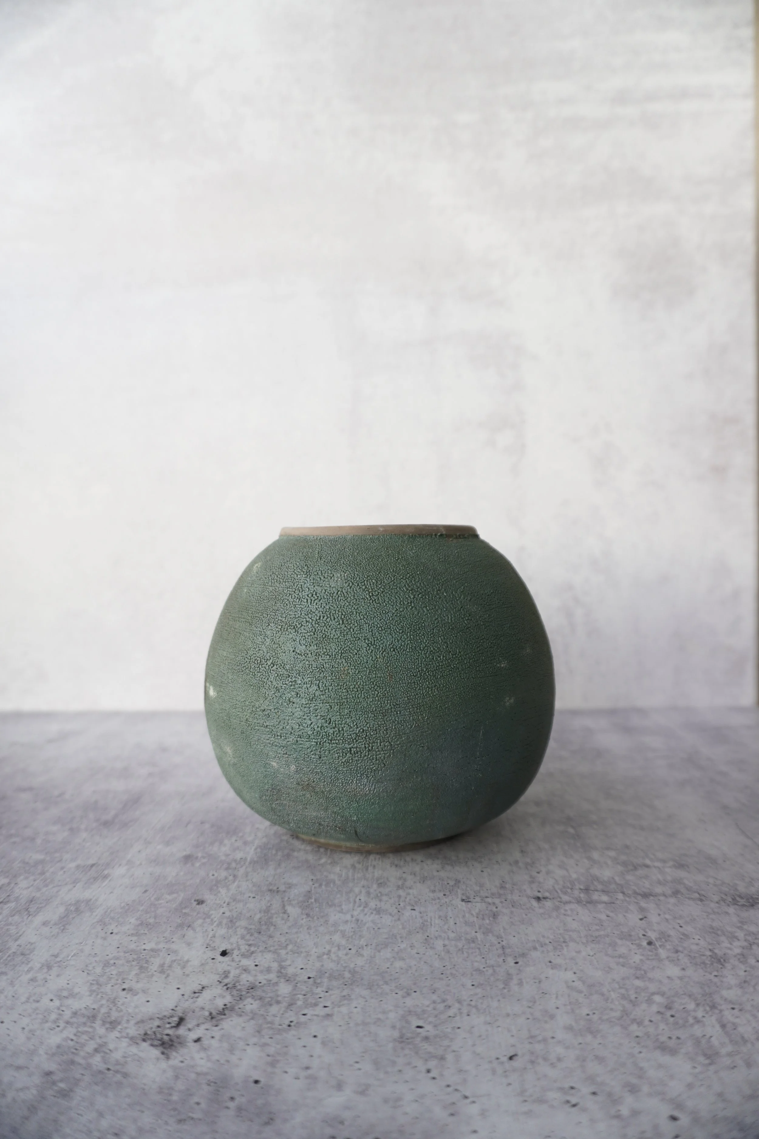 Raku Fired Baby Moon Jar- Peacock Matte