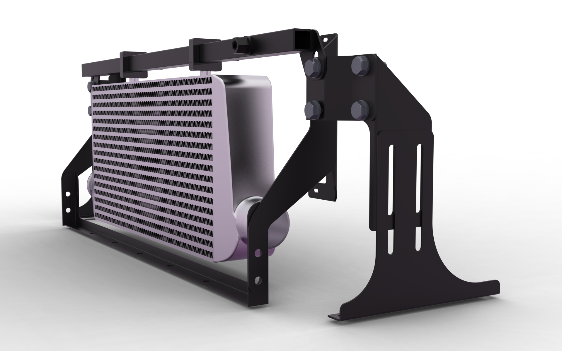 High quality render of a custom front mount intercooler kit