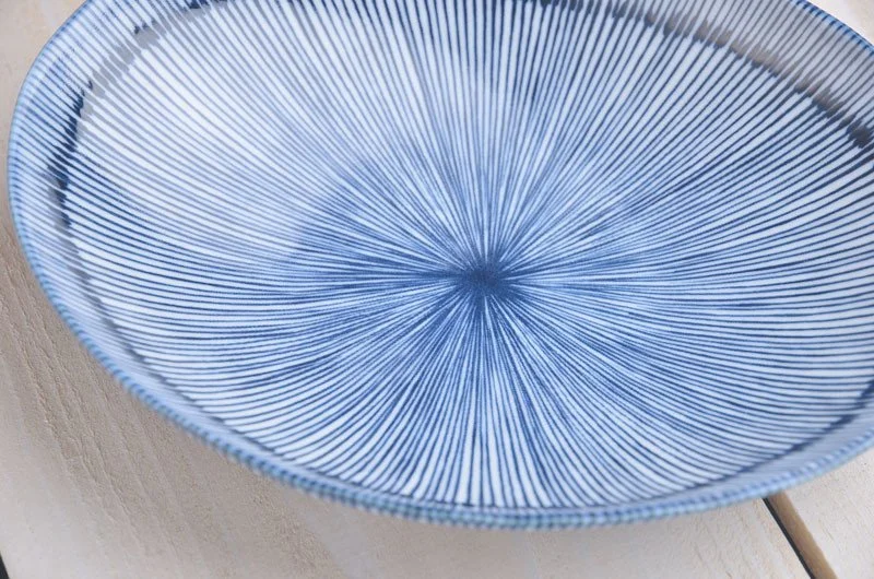 Large Cobalt Stripe Oval Bowl