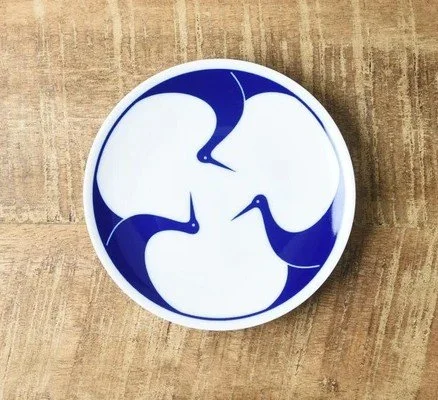 Small Plate- Crane Design (Mino Ware)