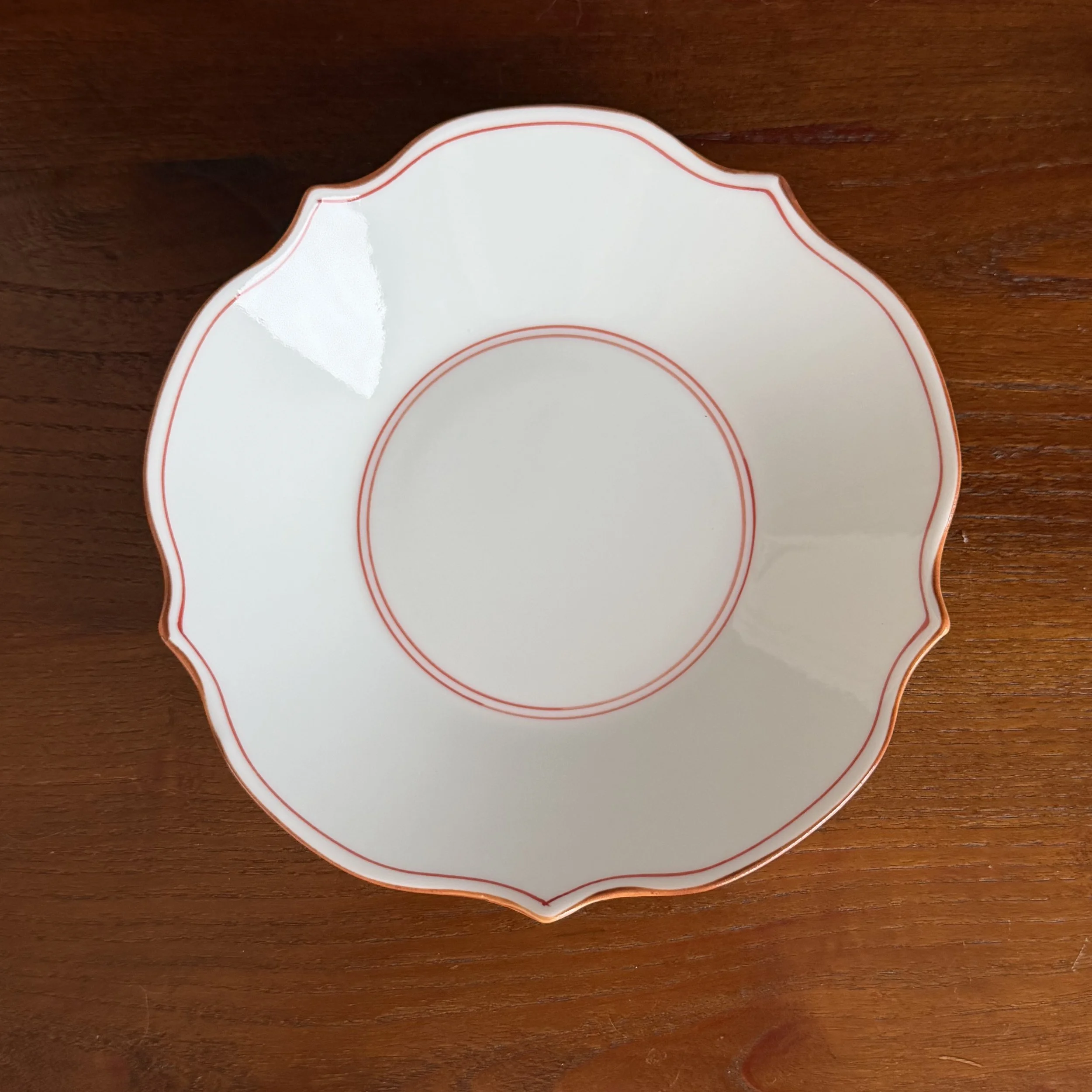 Hand-Painted Red Line Plate (Hasami-Ware)