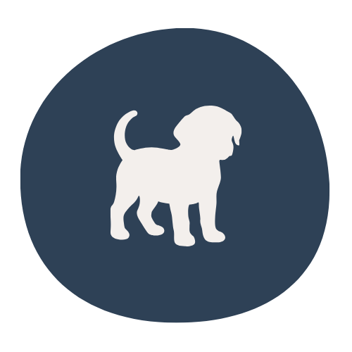 Icon of a dog silhouette inside a dark circle